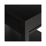Close-up of Katherine nightstand corner highlighting wood grain and construction detailing