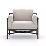 Hearst Outdoor Chair front view showing plush cushioned back and seat with x-shaped frame supports