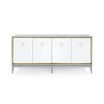 Cameron 4-Door Cabinet with white doors and gold ring handles front view