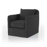 Dade Slate Fiqa Boucle Outdoor swivel chair in dark charcoal with rounded arms and removable slipcover