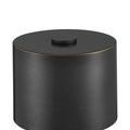 Close-up top view of cylindrical black metal shade of Traverse lamp showing subtle bronze edges
