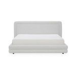 King-size Tory Pebble Bed with rounded headboard and tufted detailing in light pebble-toned polyester upholstery