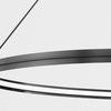Close-up of black metal frame and integrated LED light strip with chain connection
