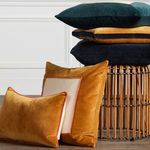 Bryn Solid Gold/ Navy Throw Pillow image 6
