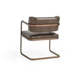 Fonda Dining Chair rear view showing rounded backrest with leather upholstery wrapped around metal frame
