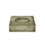Square glass catchall front view emphasizing its thickness and softly textured smoky green hue