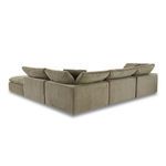 Corner perspective from back angle emphasizing sectional's modular assembly and loose cushions