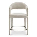 Martens counter stool with open barrel back, continuous curved legs, padded performance fabric seat, and armrests