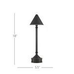 Lamp with height and width dimensions overlay: 18 inches tall and 5.5 inches wide