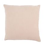 26 inch solid blush throw pillow with fringe-trimmed edges and soft velvet texture