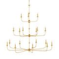 Full view of Nottaway Grande Gold Chandelier with all candle bulbs visible and textured gold finish