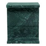 Tullia accent table in forest green marble with an I-beam shape blending modern architecture and luxury