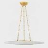 Side profile view showing thin disc shape and flat gold ceiling mount of Prattsburgh chandelier