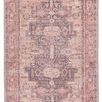 Full front view of the rectangle rug highlighting the central tribal medallion and floral border design