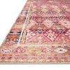 Close-up low angle showing the textured weave and detailed border of the Layla Magenta Multi Rug