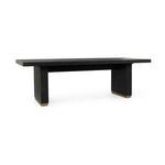 Lynx reclaimed pine dining table with bold minimalist design, solid black wood slabs and light wood base accents
