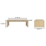 Coffee table dimension diagram with width, height, and depth measurements in inches