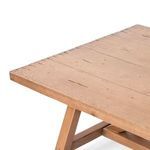 Trellis Coffee Table corner close-up highlighting wood grain texture and natural distressing on pine surface