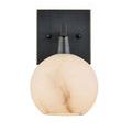 Another front view of sconce focusing on the darker bronze backplate and mount