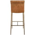Back view highlighting smooth tan leather with stitched trim on the Mayer Stool
