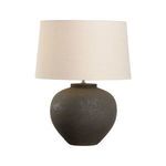Ahmya Lamp viewed from slight left angle showing rounded shape and textured black glaze