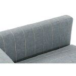 View of the top of chair showing continuous vertical stripe pattern across back and armrest