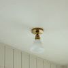 Boston Single Flush Mount shown from a further distance to reveal more ceiling and wall paneling