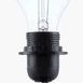 Exposed light bulb and socket on top of the brown fluted ceramic base