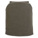 Back view of Noel Slip Swivel Chair with floor-length slipcover and rounded back silhouette