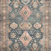 Traditional Skye Sea Rust Rug with distressed blue-gray and rust orange medallion pattern, vintage textured look