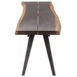 Front view highlighting separated plank design and natural edge wood on Vega Dining Bench