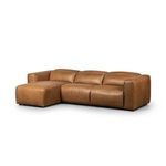 Radley sectional angled view showing plush cushions and power recline buttons on wide armrest