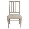 Splat Back Side Chair set of 2 with light wood frame and beige upholstered seat, vertical rod open back design