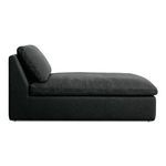 Profile side view highlighting the chaise’s solid base and seamless upholstery