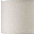 Close-up of Pompeii Table Lamp tan fabric shade texture and matching trim detail
