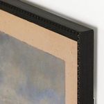 Close-up of the black painted pine frame corner with detailed decorative edge