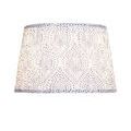 Lenore blue medium tapered lamp shade with abstracted yellow and brown dotted block-print design