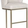Charley Barrel Base Stool shown from a side angle highlighting curved seat and brass base frame