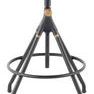 Back view highlighting cast-iron frame structure and brass knob on Akron counter stool