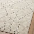 Partial close-up of Darby Sand Charcoal rug showing ribbed texture and charcoal lines on wooden floor