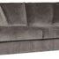 Three-quarter front angle highlighting sofa's deep seat cushions and soft fabric texture
