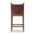 Rear view of Bella Bar + Counter Stool showing leather backrest and wood frame details