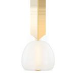 Scranton Pendant with clear view of gold metal rod and ceiling mount, featuring softly rounded opal glass shade
