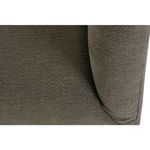 Close-up detail of curved chair arm with smooth dark taupe upholstery on Noel Slip Swivel Chair