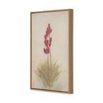 Side angled view showing the painting’s slim wood frame depth and textured surface