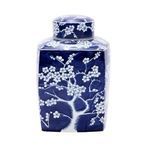 Product Image 1 for Blue & White Square Tea Jar Plum Motif from Legend of Asia