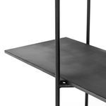Close-up showing the vertical frame connection to the iron shelf surface
