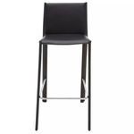 Front view of Bridget Bar Stool showing padded seat and backrest with chrome footrest.