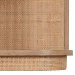 Close-up of smooth desk surface showing subtle wood grain pattern in blonde mindi wood