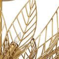 Close-up focusing on bulb and leaf ribs showing fine texture and gold finish of Leaflace Semi-Flush Mount